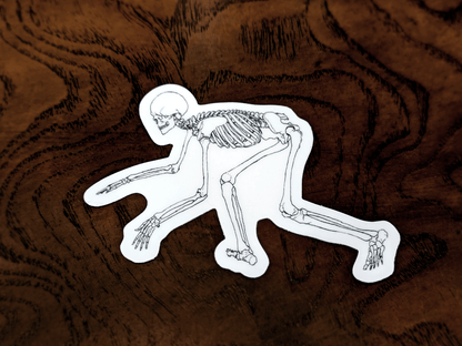 Matte Vinyl Sticker - Haus of Brimstone - Crouching Skeleton 