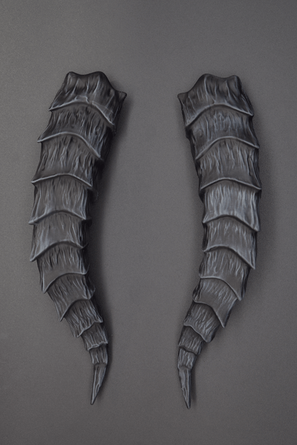 [MADE-TO-ORDER] Gargoyle Black Tiefling Horns - Matte - Haus of Brimstone - 