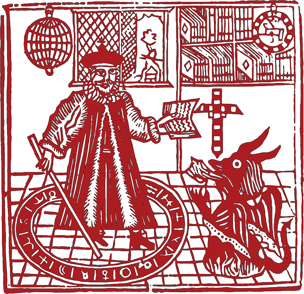 A vintage woodblock illustration of Dr. Faustus summoning the devil.